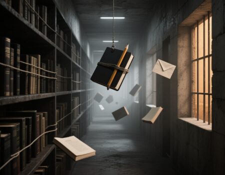 ومن تصنيفات المكتبة (أدب السجون) أو: نصوص الزنازين! هذه المكتبة لا تقول: "كانوا مساجين" .. بل تقول: "كانوا أحياء .. وكتبوا ليبقوا كذلك"